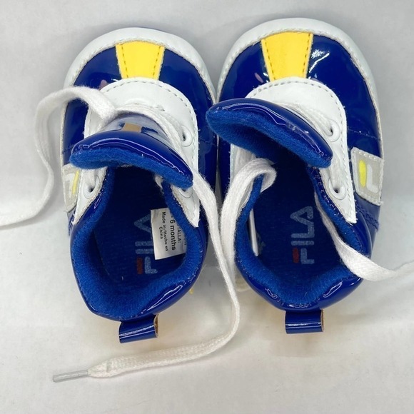 Fila Baby Comfy Fit Crib Shoes Size 0-6 mos Blue Yellow White Lace Up Sneakers - Picture 10 of 12